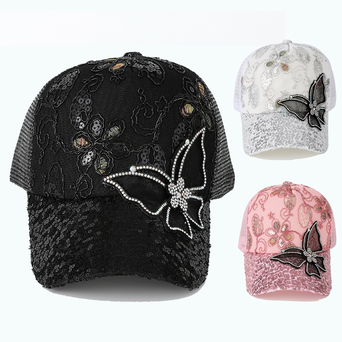 Women's Elegant Basic Butterfly Rhinestone Curved Eaves Baseball Cap display picture 3