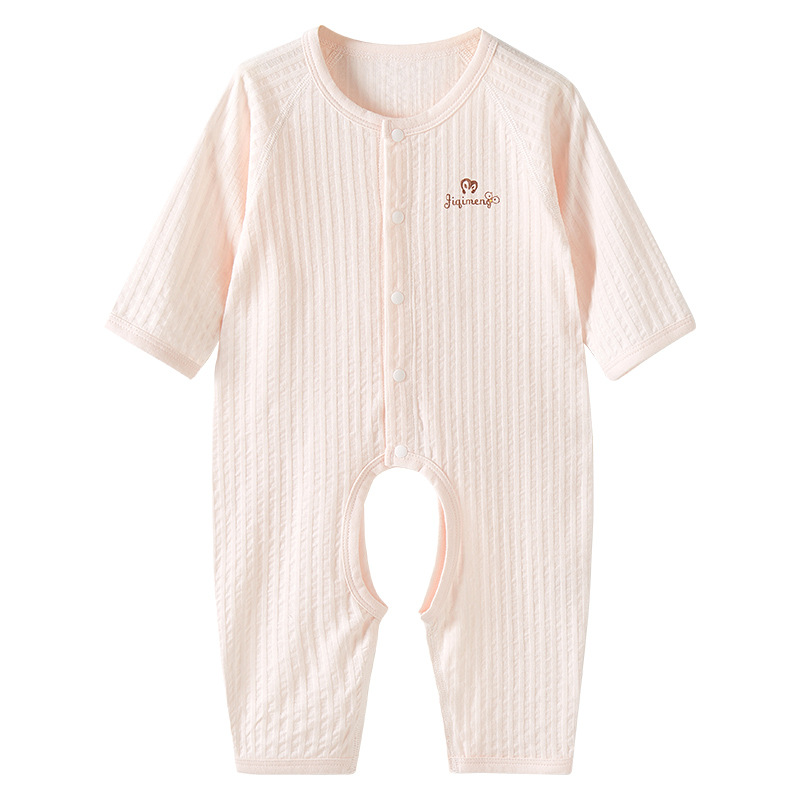Bebé mono verano recién nacido algodón fino manga larga ropa de archivo abierto hombres y mujeres pijamas con aire acondicionado ropa de verano para bebés
