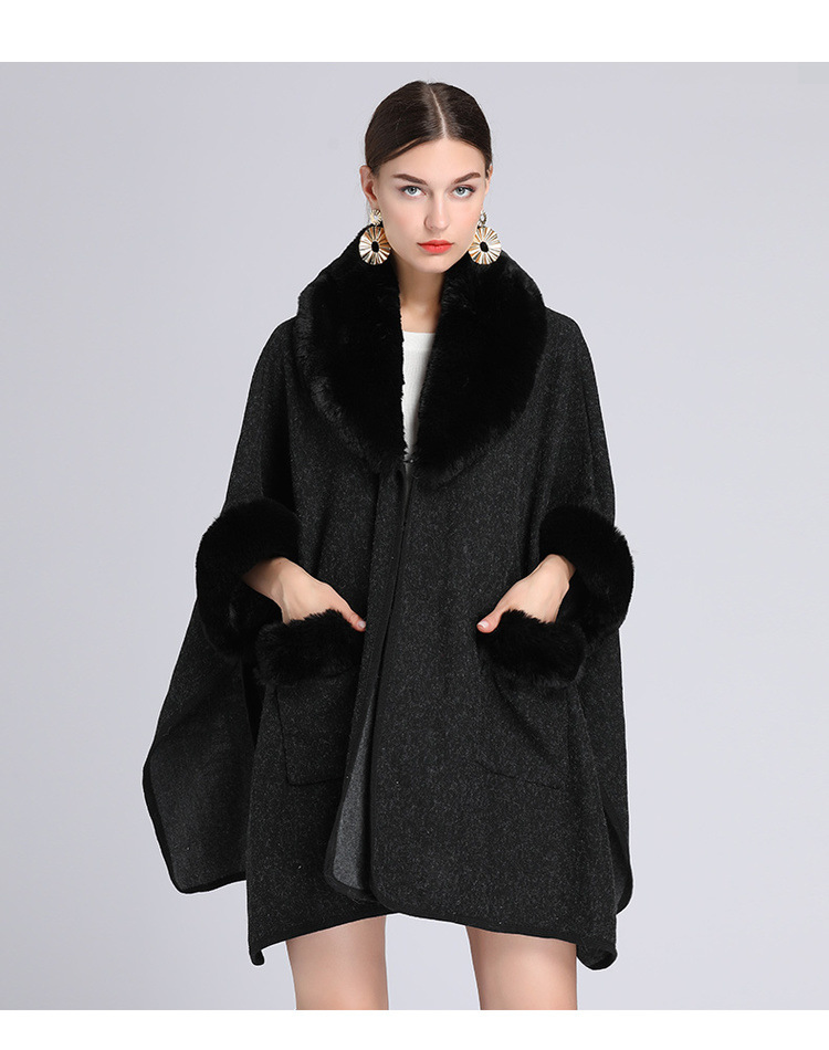 Mantella con colletto in lana, grande, ampia, in lana, cardigan donna_voghion.com