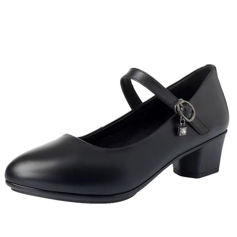 Zapatos de madre zapatos de cuero suave zapatos cómodos zapatos de mediana edad zapatos de cuero de cuatro temporadas zapatos de mediana edad zapatos de cuero de mujer un botón image 6