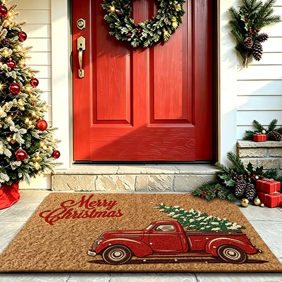 Avtomobil döşəmə paspasları — entrance door mat, hallway decorative carpet - christmas-car-imitation-coconut-palm-single-piece-4060cm