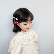 新款北歐簡約釘珠小草莓蕾絲兒童壓夾邊夾發飾頭飾