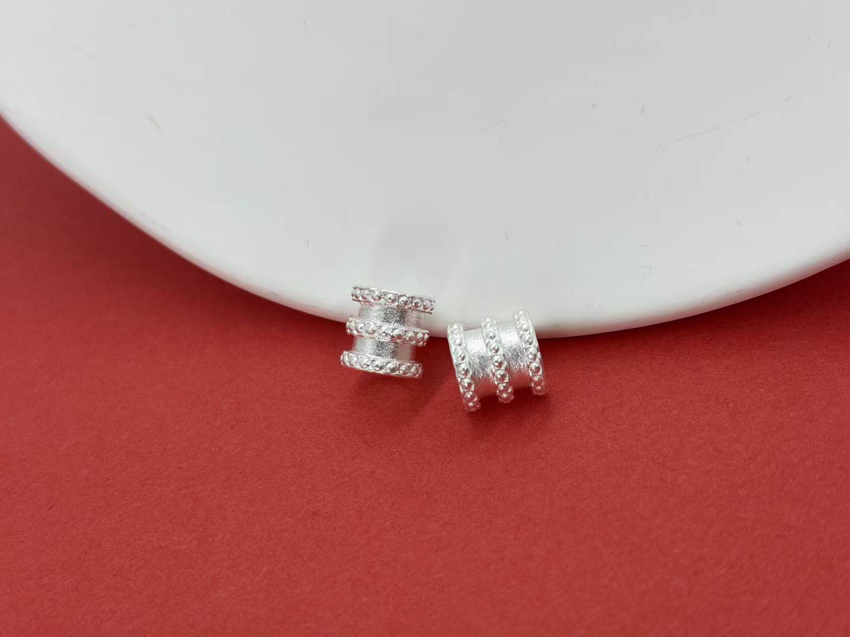 999 Pure Silver Small Waist-Shaped Fortune Beads, Pure Silver 3D Craftsmanship Loose Beads, Spacer Beads, DIY Silver Jewelry Accessories, Braided Rope Bracelet, Hand String Bracelet