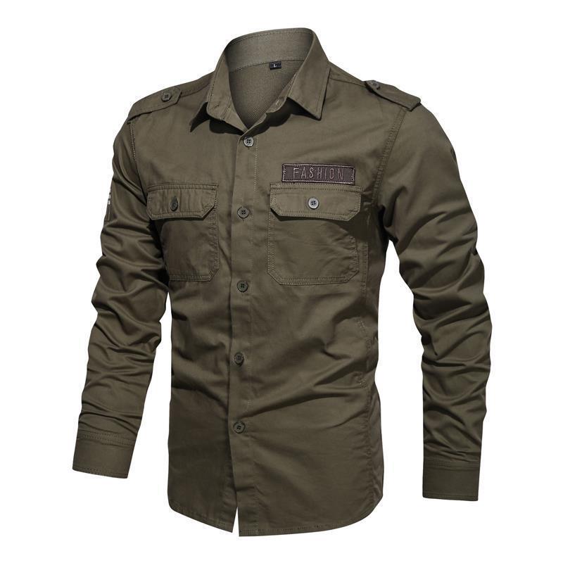 2026 Spring and Autumn New Men's Casual Military Shirt Cross-Border Cotton Long-Sleeve Shirt AliExpress Young and Middle-Aged Men's Shirt 2026 Spring and Autumn New Men's Casual Military Shirt Cross-Border Cotton Long-Sleeve Shirt AliExpress Young and Middle-Aged Men's Shirt