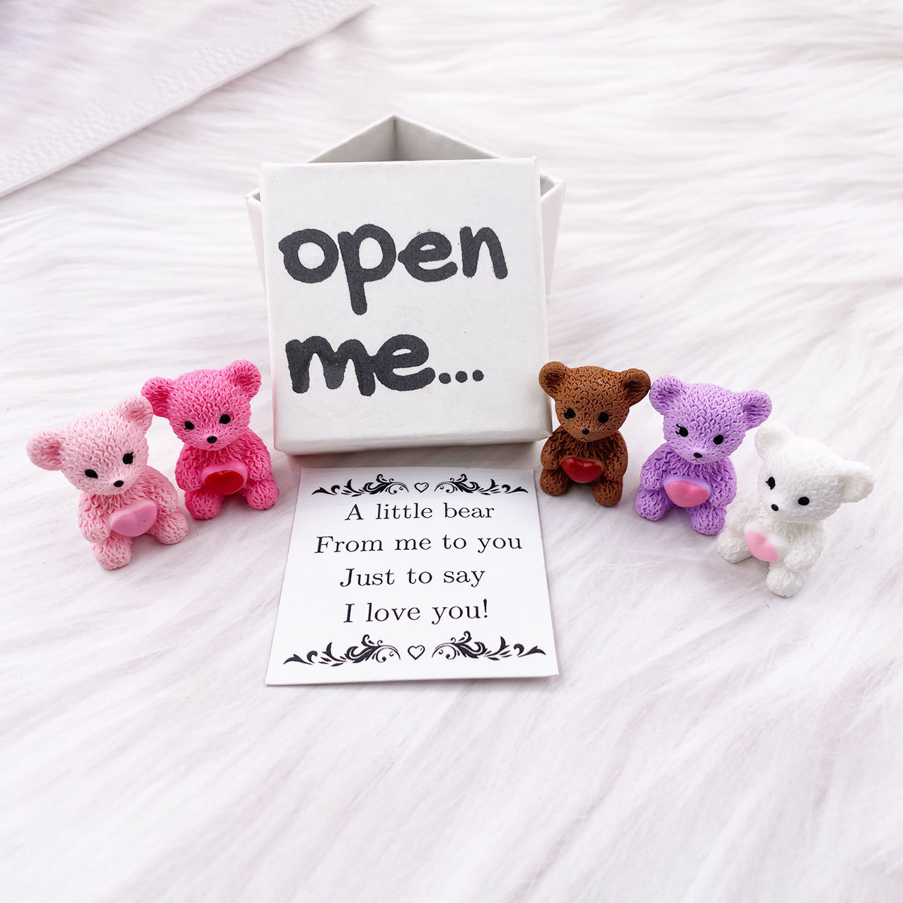 Cross-Border Best-Selling Pink Bear Matchbox Gift with Confession Greeting Card Valentine's Day Creative Mini Surprise Ornaments