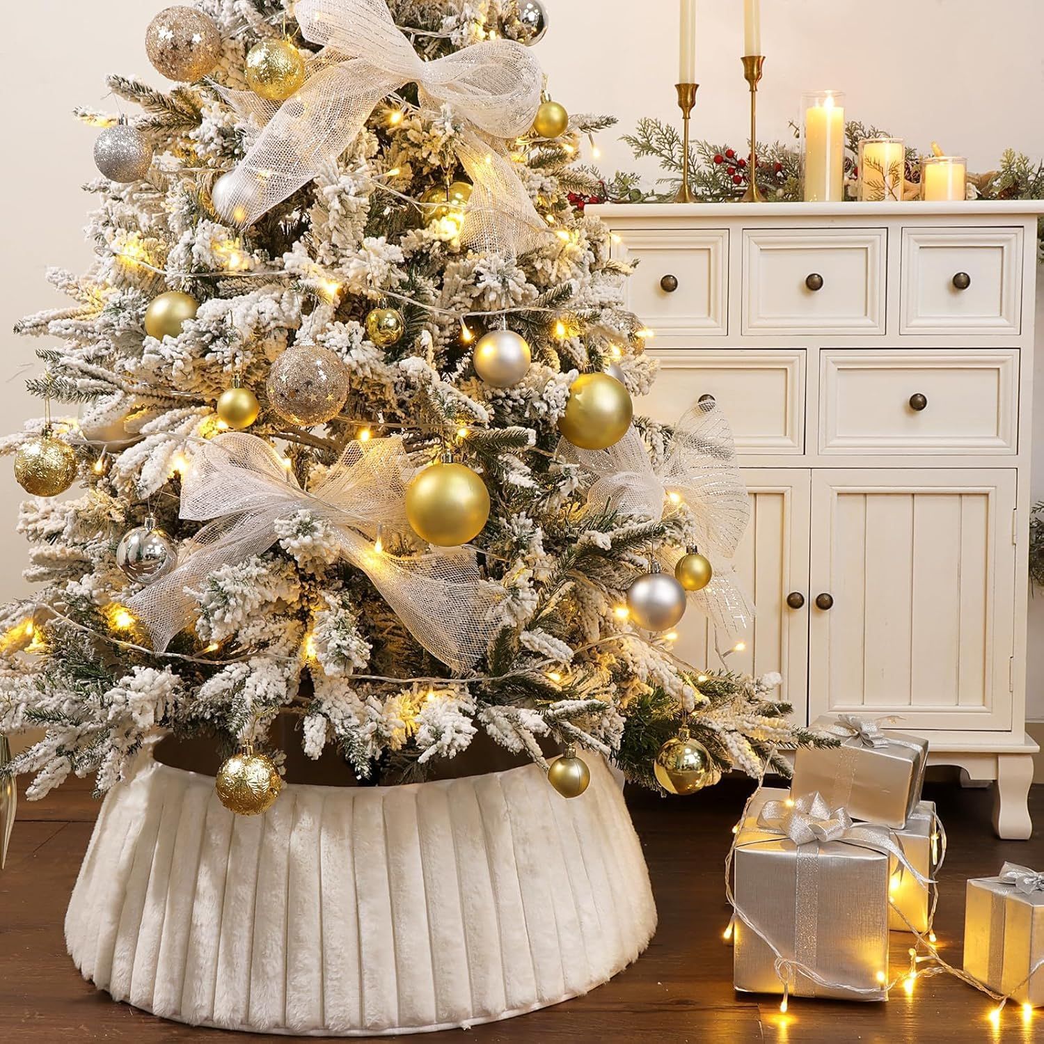 Navidad transfronteriza vertical de peluche falda de árbol abrazadera ajustable decoración del árbol de Navidad decoración del árbol de Navidad