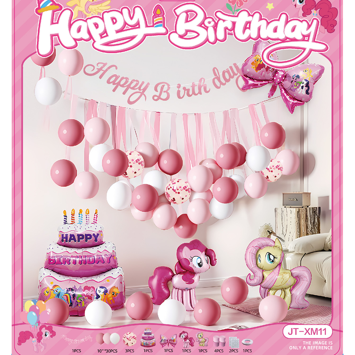 Decoraciones de fiesta de cumpleaños con tema de Kulomi, escenario de fondo de pared de globo, diseño de chicas, sensación ritual, chicas rosa