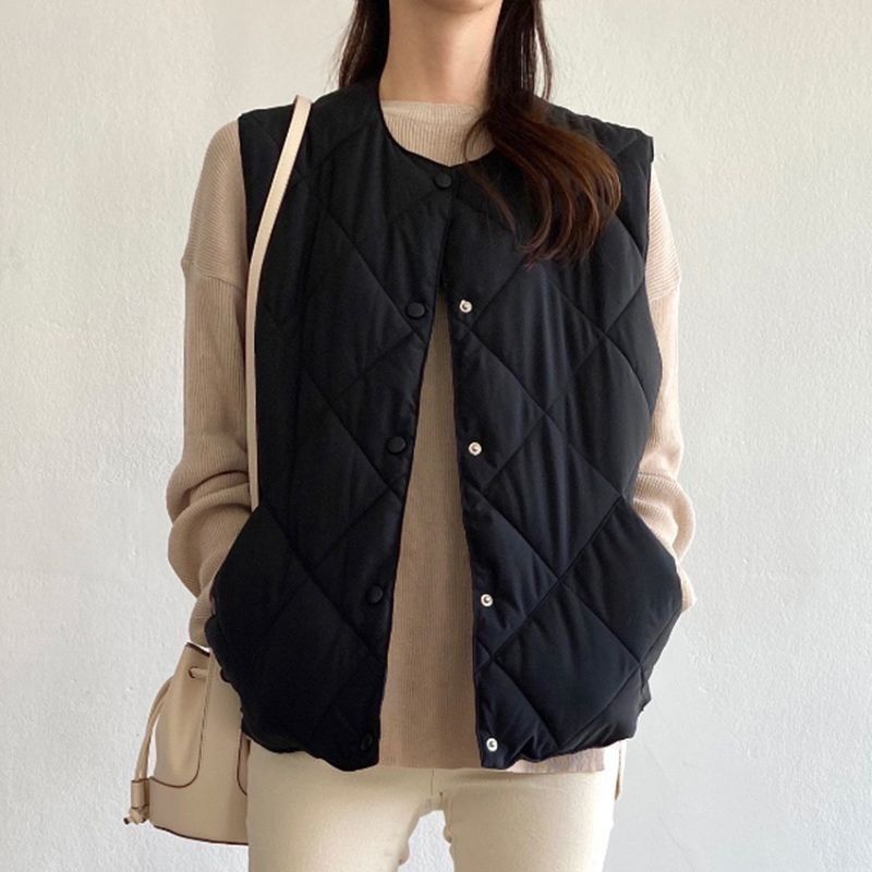 冬季女装新款尾单出口剪标外单羽绒棉短款保暖休闲马夹外套。