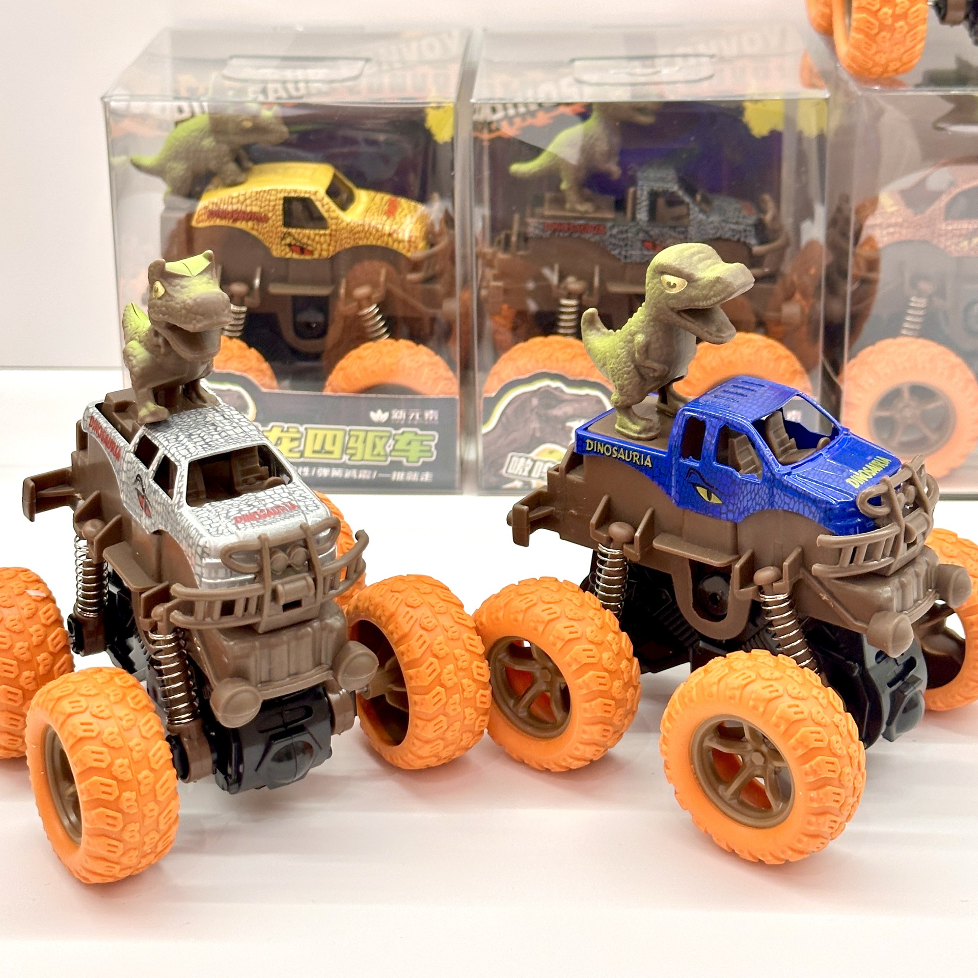 Seleccionado cuatro tracción dinosaurio coche inercial dinosaurio escalada juguetes dumper coche inteligente infantil simulación regalos de vacaciones