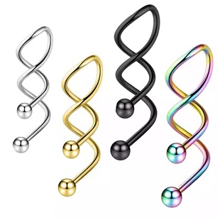 Stainless steel personality exaggerated twisted silk fashion twist shaped ear bone nail long earrings earrings factory direct sales