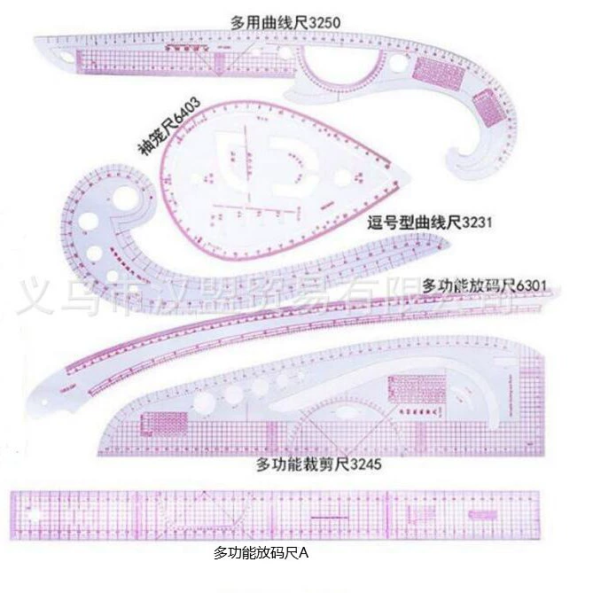 Сдача линейки Одежда Пластина для изготовления пластин Линейка для резки Рукав Клетка Линейка Изогнутый костюм Линейка Маркировка Колесо Лоскутная Линейка Комбинированный набор