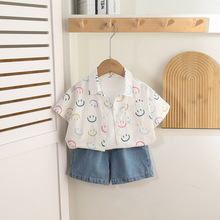婴儿男宝宝套装夏季衣服薄款韩版时尚婴幼儿夏款一岁小月龄三件套