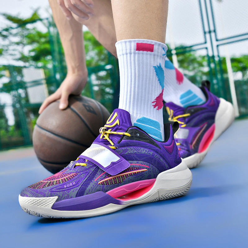 Foreign Trade Basketball Shoes for Men and Women, Low-Cut Practical Mesh Breathable Non-Slip Wear-Resistant Shock-Absorbing Soft-Soled Student Luminous Sports Shoes