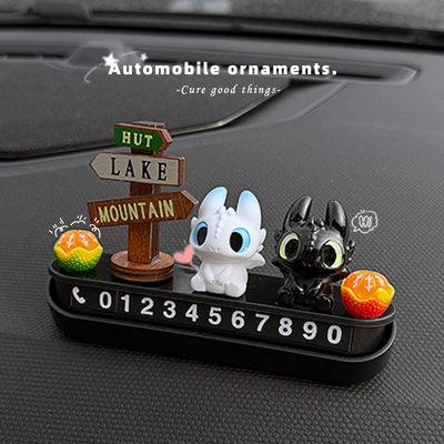 Creative Car Ornament, Nömrəli dayanma kartı - road-sign-2-black-and-white-dragons-2-oranges-mirror-parking-sign