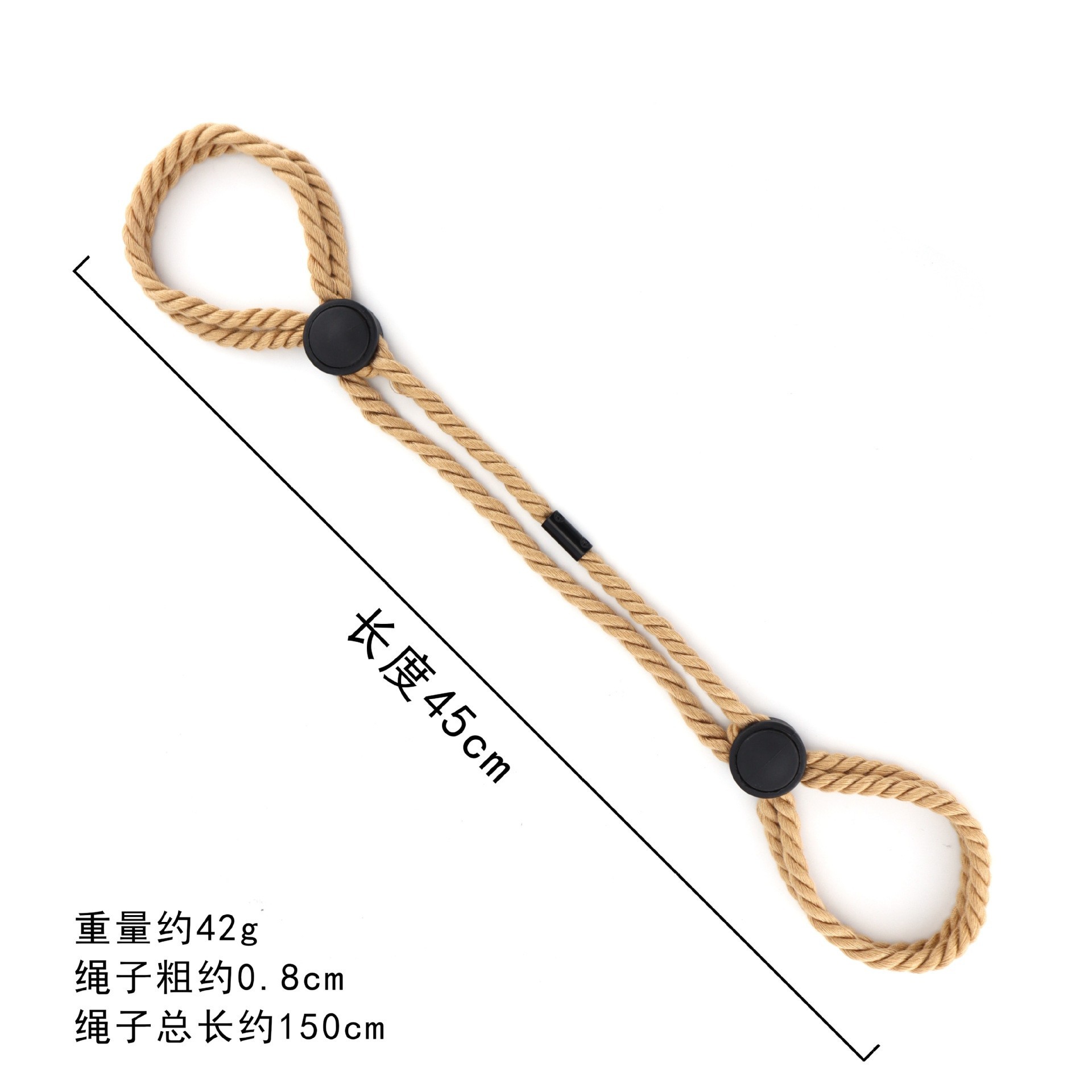 Adjustable Cotton Rope Handcuffs for Adults, Black Bondage Restraint Accessory — detail image 1
