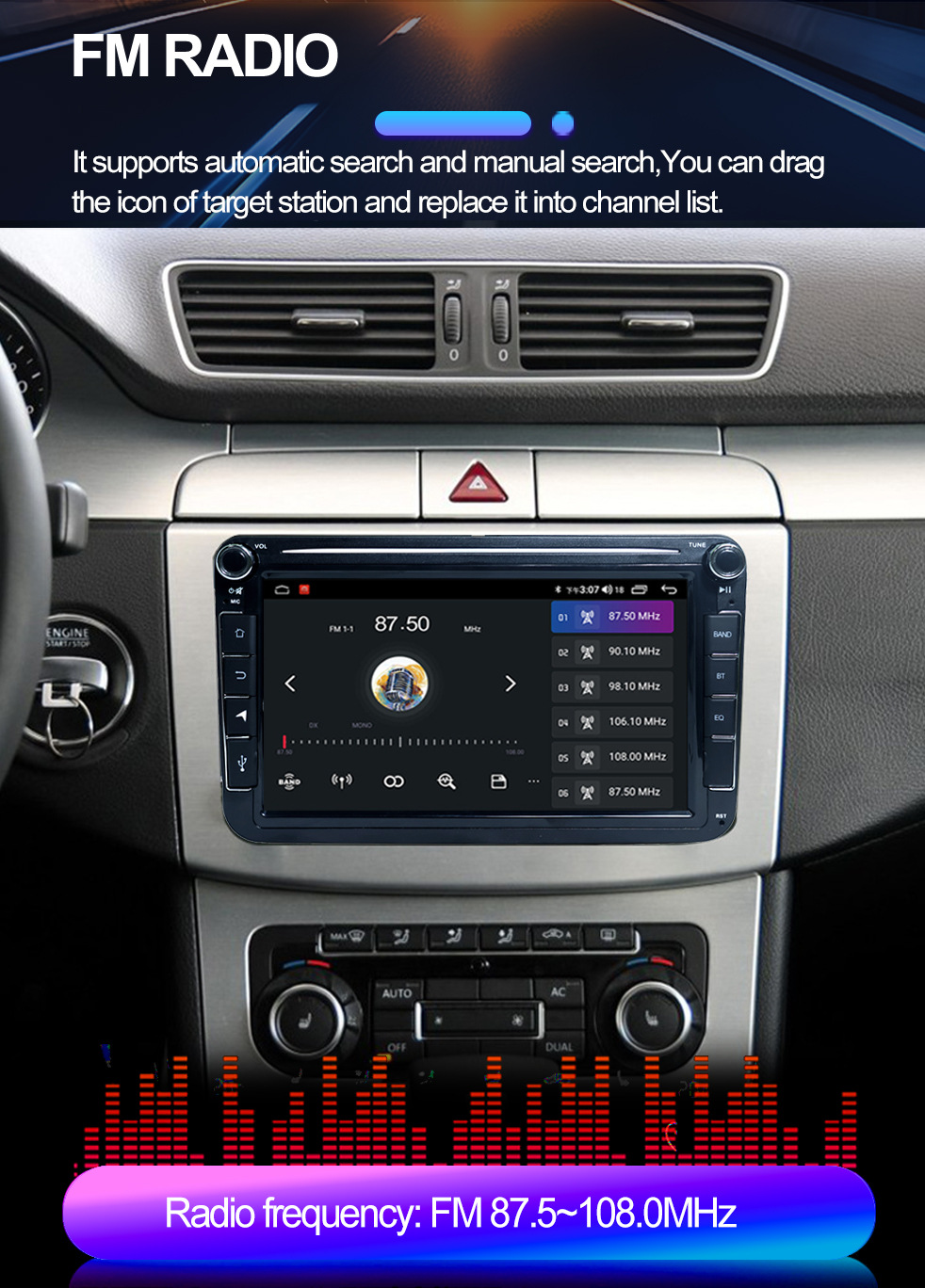 Suitable for 8-inch Volkswagen dedicated Android car navigation GPS Bluetooth HD reversing image wireless carpla