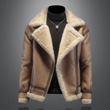 欧洲站大毛领夹克男士冬季新款潮牌加绒加厚防寒保暖大码皮衣外套