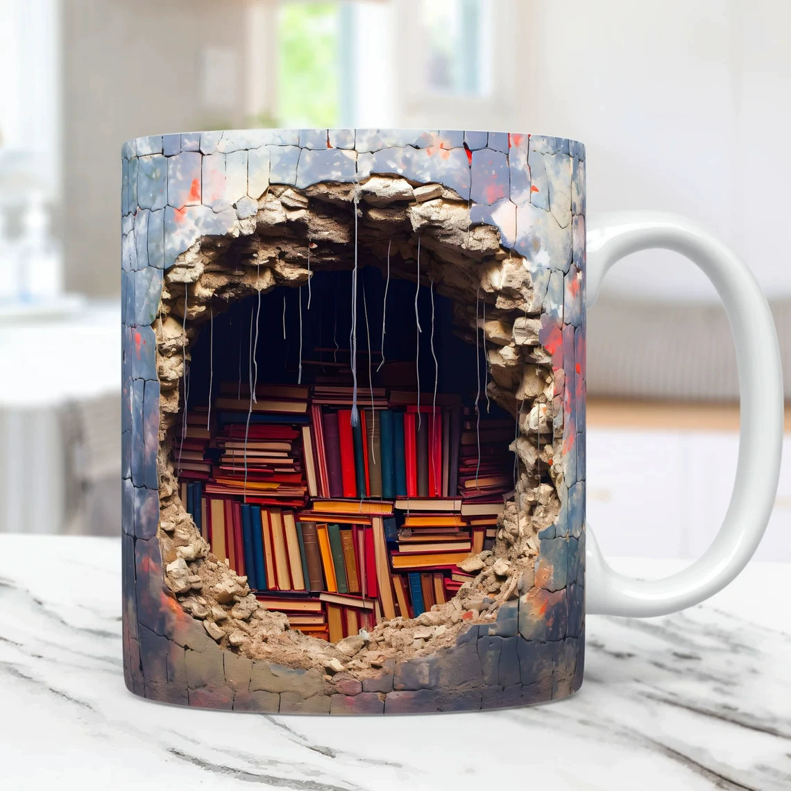 Ceramic Mug Home Creative Library Coffee Cup Cross-Border 3D Bookshelf Mug Ceramic Water Cup