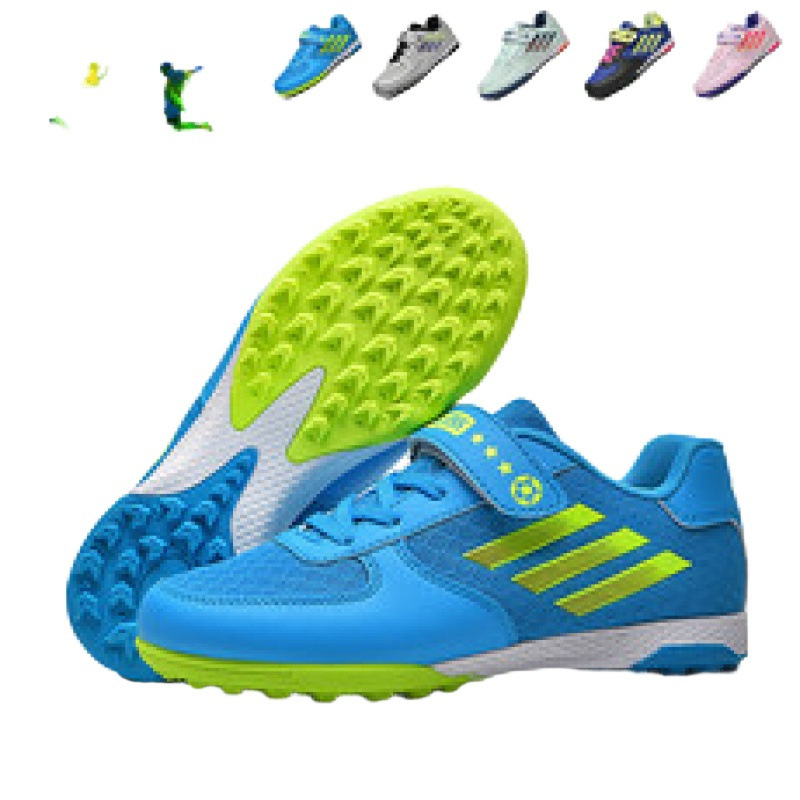 Zapatos de Fútbol Infantil con Tacos TF con Cierre de Velcro para Interiores y Exteriores