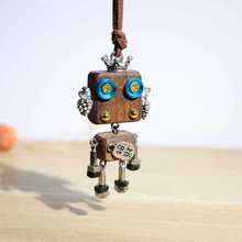 跨境创意可爱蒸汽朋克机器人成品项链挂件