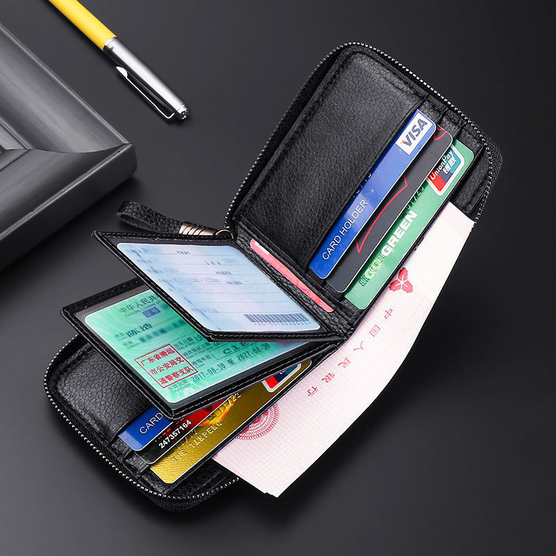 Licencia de conducir estuche de cuero de los hombres de negocios titular de la tarjeta de cuero Certificado de almacenamiento integrado multi-funcional Licencia de Conducir Banco ultrafino Tarjeta de caso