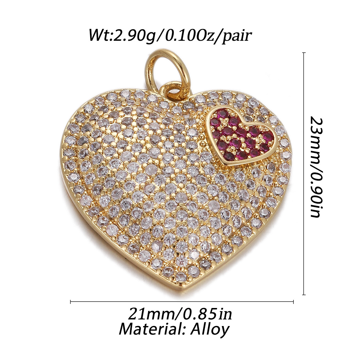 2g Weight Pendant Jewelry Making Type Gold Plated Plating Material Zircon Inlay Material 1 Piece Quantity Casual, Daily Occasion Copper Material Heart Shape Pattern Women's Gender Simple Style Style 1 Piece Copper Zircon Gold Plated Heart Shape Pendant 1