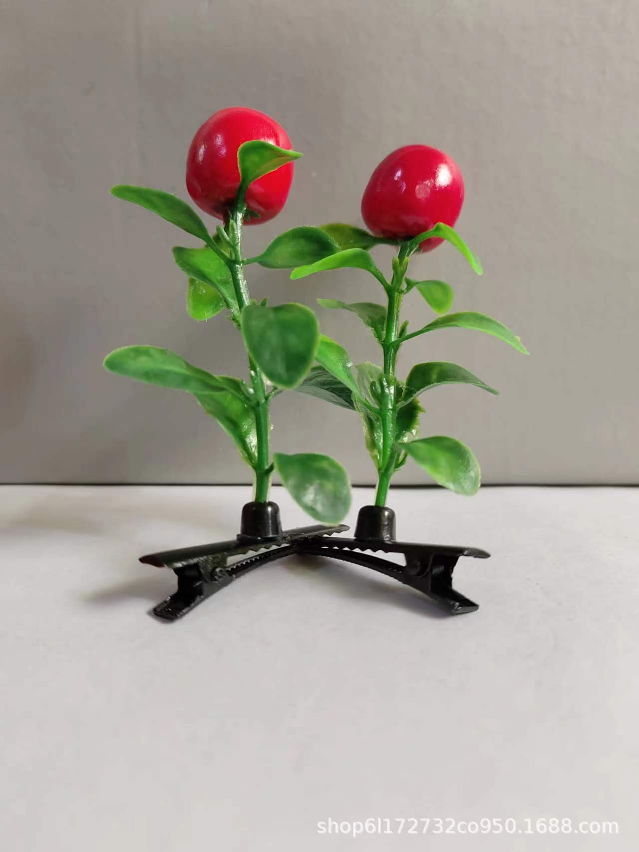 빨간 사과 머리핀