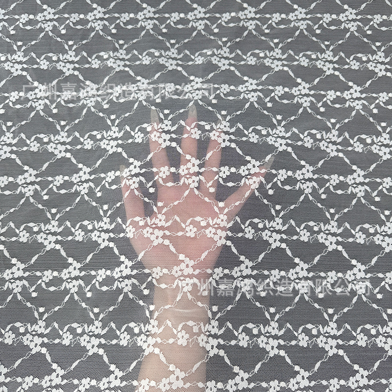Tejido de encaje elástico jacquard tridimensional para hacer falda, vestido de perspectiva, falda elástica, albaricoque blanco y negro en stock