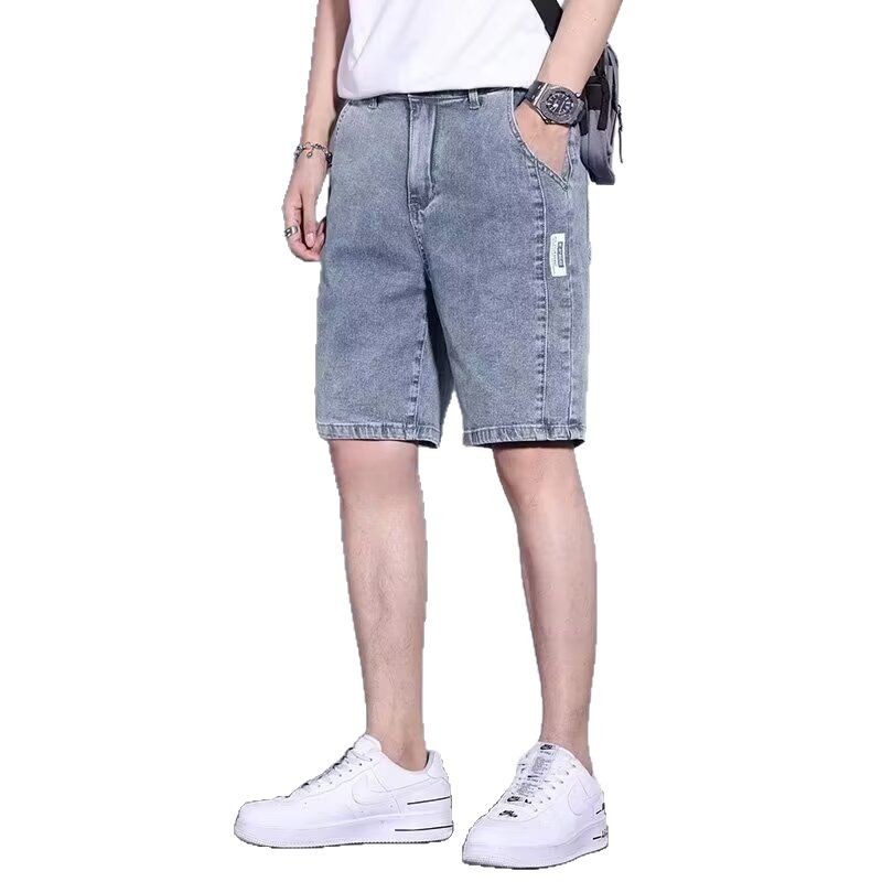 2025 Denim Shorts Men's Summer Thin Loose Trendy Men's Trendy Brand Stretch Casual Light Color Half Pants