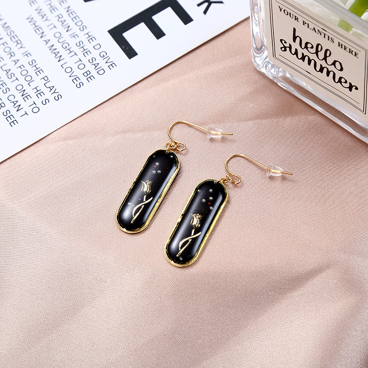 Retro Flower Resin Enamel Womenu0027S Drop Earrings 1 Pair