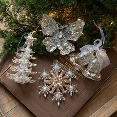 クロスボーダークリスマス装飾品スパンコールアクリルペンダント透明雪花ペンダントクリスマスツリーシーン配置道具