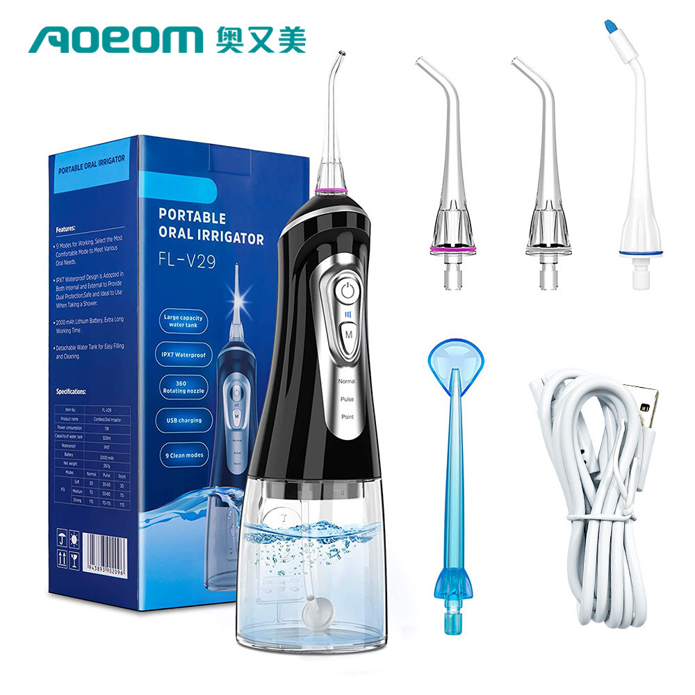 Nuevo irrigador dental eléctrico transfronterizo en stock irrigador dental eléctrico portátil 9 modos agua eléctrica hilo dental V29