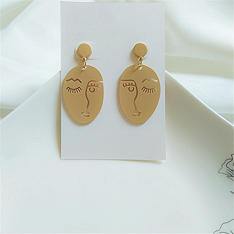 1 Pair Fashion Human Face Metal Plating Women's Drop Earrings display picture 3