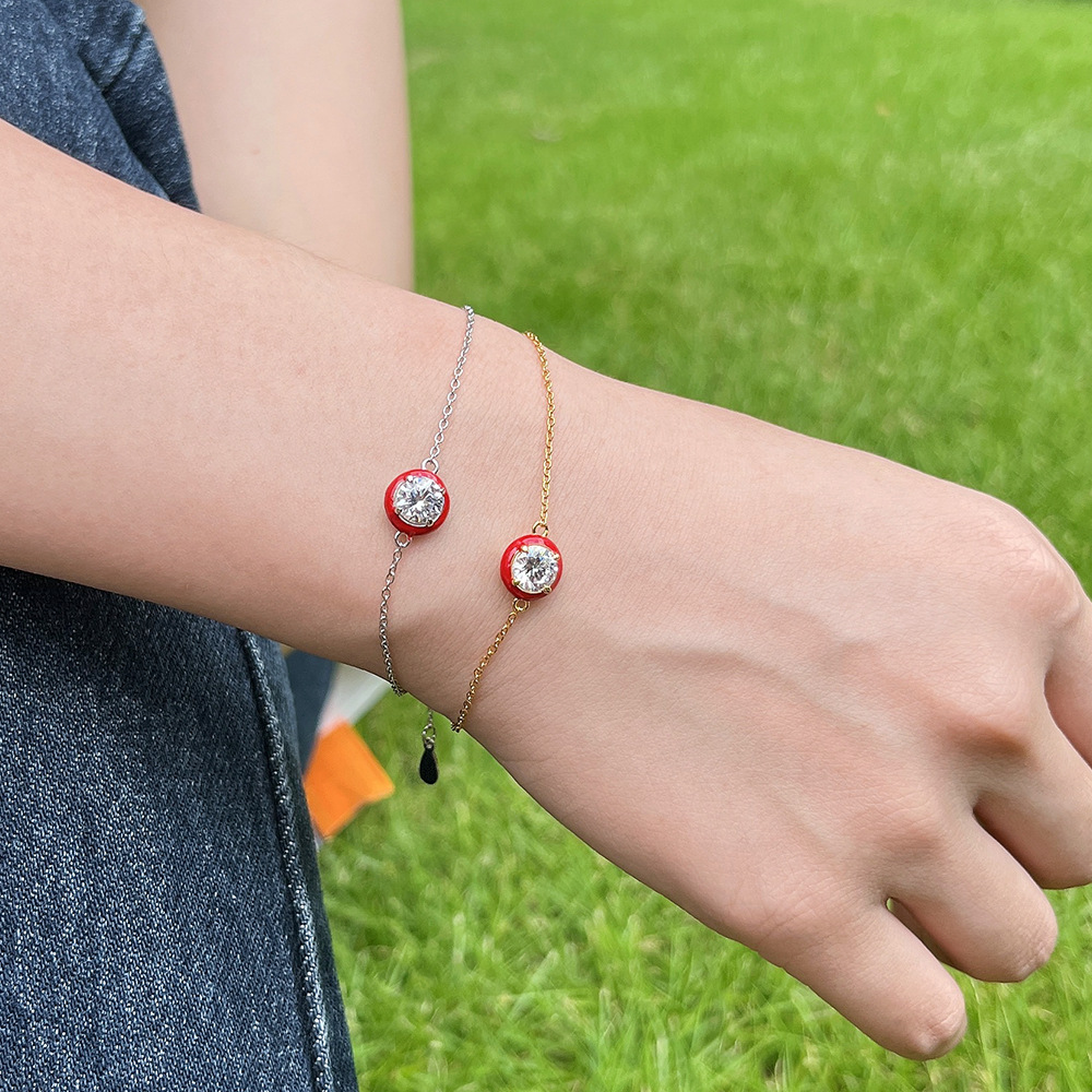 Simple Style Round Silver Plating Inlay Zircon Bracelets 1 Piece