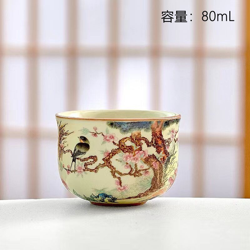 汝窑茶杯珐琅彩品茗杯泡茶杯开片主人杯客杯个人杯陶瓷纪念伴手礼|undefined