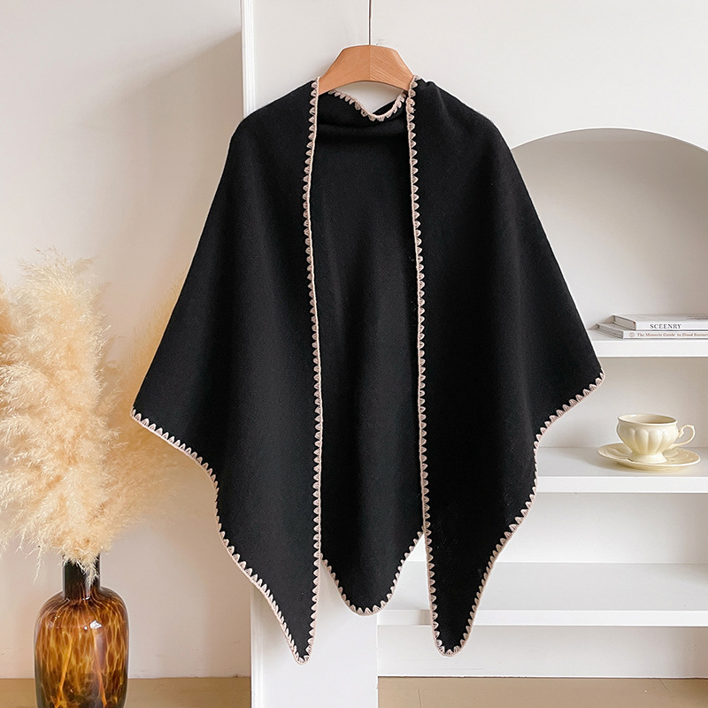 Bufanda Triangular de Lana Estilo Casual 2025 para Mujer, Calentador de Cuello para Otoño e Invierno, Chal Grande de Color Sólido para Habitaciones con Aire Acondicionado.