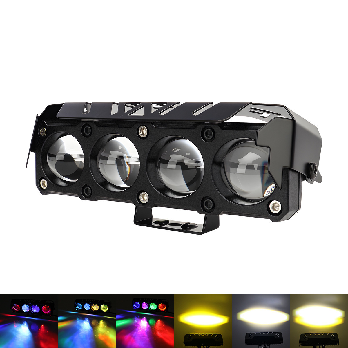 Nuevo transfronterizo de motocicleta faro de luz LED amarillo y blanco doble color alto y bajo faro al por mayor image 3