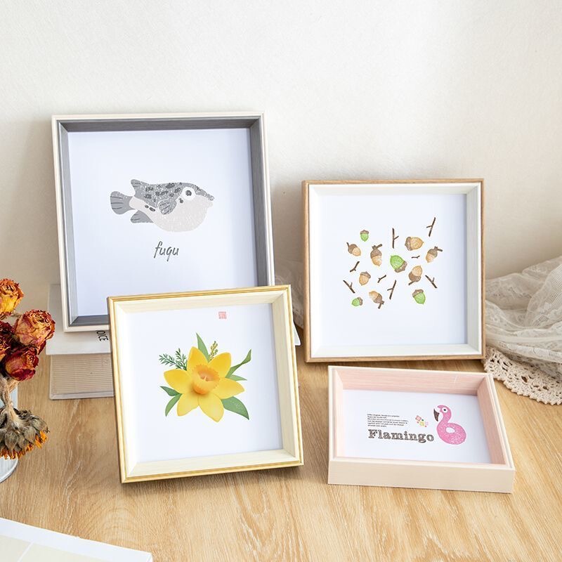 Lightweight Resin Photo Frame, Square Washed Photo Made into Photo Frame, Hanging and Dual-Purpose Modern Simple Photo Frame Small Table