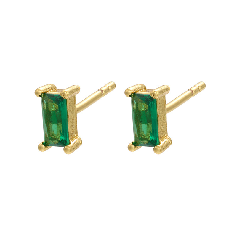 Retro Geometric Green Gemstones Diamond Copper Earrings Wholesale Nihaojewelry display picture 10