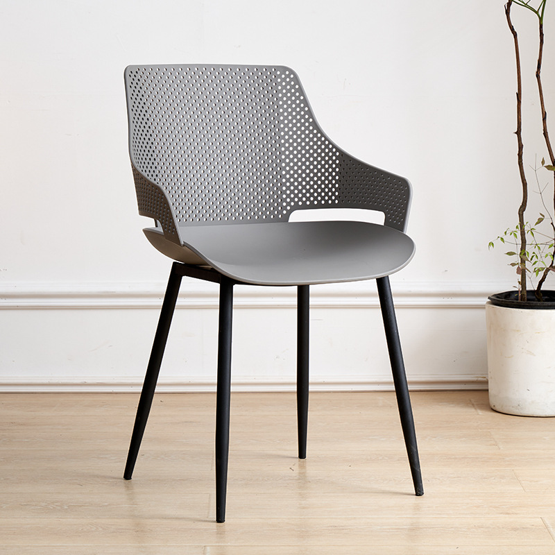 Fuente silla de plástico grueso hogar hierro forjado respaldo de plástico silla de comedor dormitorio tocador silla hueco negociación