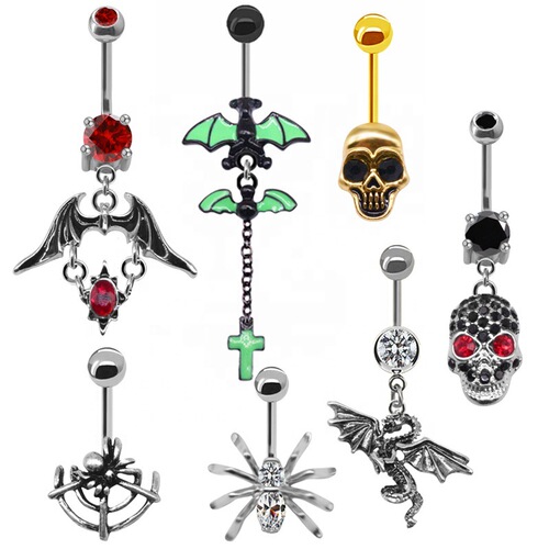 Gaby European and American cross-border bat navel ring skull mouth devil wings spider navel ring navel nail