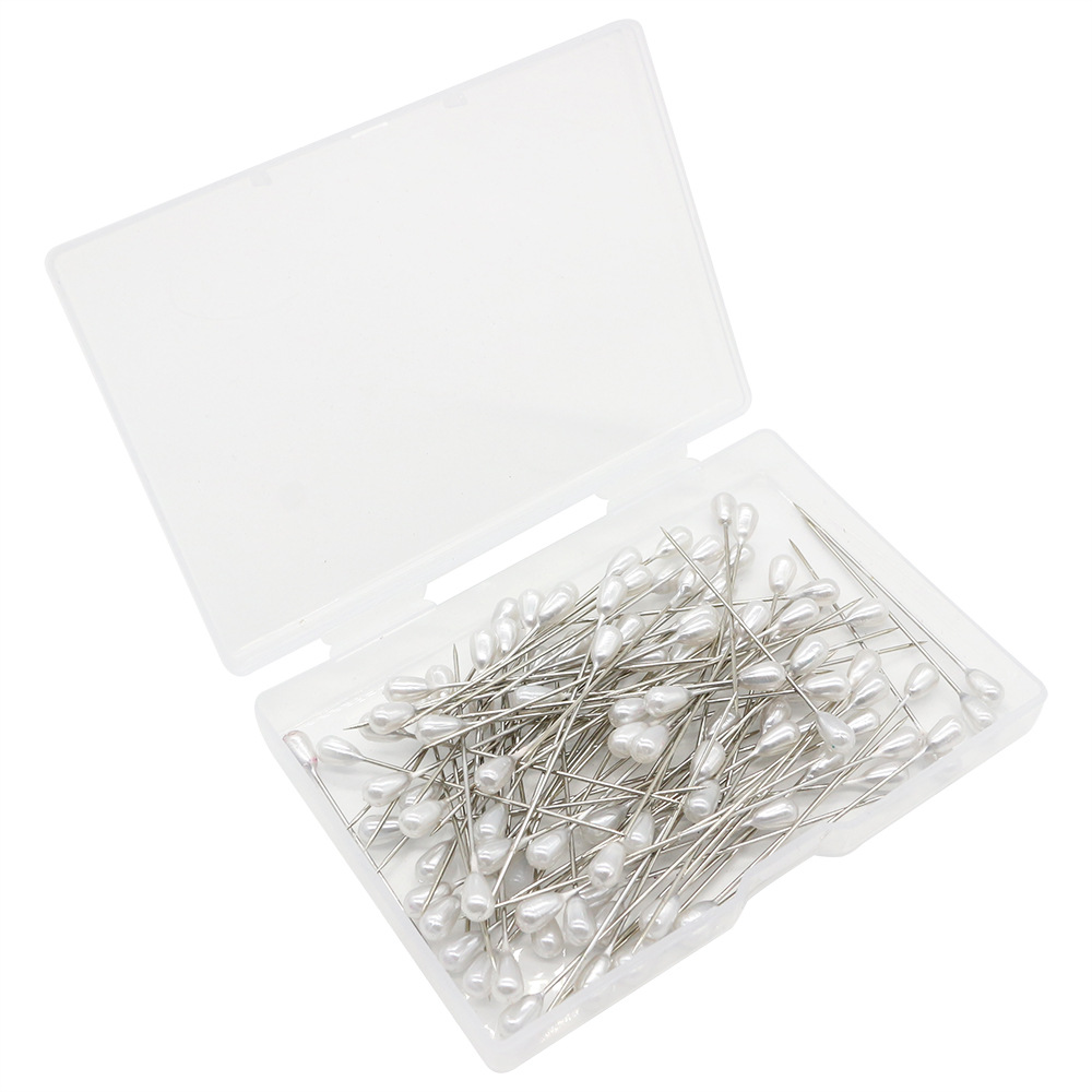 Small number thin flat box 18MM high pear-shaped needle colorful white 100 pieces water drop shaped pearlescent needle 55mm positioning needle