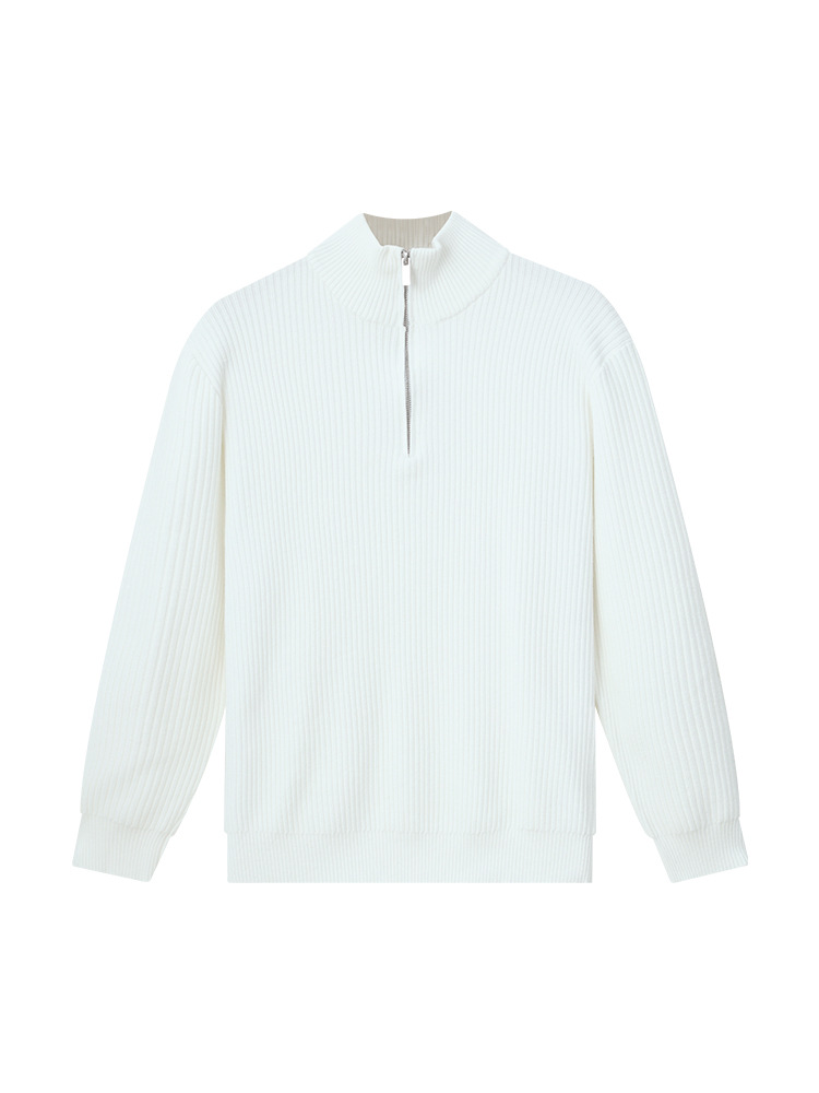 Otoño y invierno de alta calidad semi-cremallera de cuello alto suéter de punto de viento perezoso hombre casual de moda cardigán chaqueta hombre