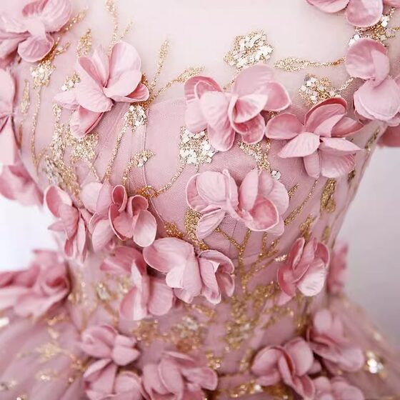 Art 2024 Stunning Bean Powder High-end Performance Costume Adult Ceremony Evening Dress Show Host Slimming Wedding Dress