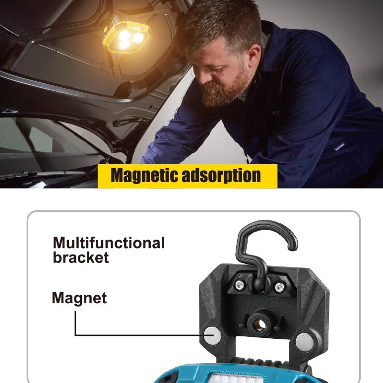 Nuevo multi-funcional trabajo luz camping luz hogar al aire libre iluminación de emergencia alto brillo larga resistencia con imán de gancho