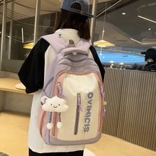 新款文艺学院风森系背包小学生大容量书包日系女孩初中拼色双肩包