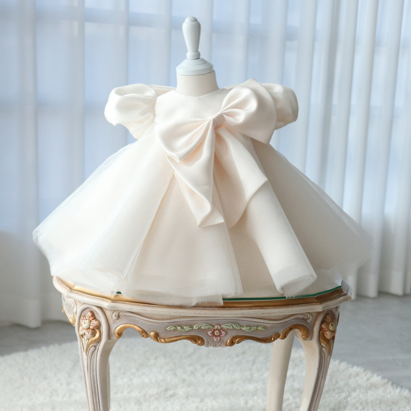 White First Birthday Party Dress, Simple Children's Wedding Dress, One-Year-Old Princess Dress, Stylish Girls' Puffy Dress Wholesale White First Birthday Party Dress, Simple Children's Wedding Dress, One-Year-Old Princess Dress, Stylish Girls' Puffy Dress Wholesale