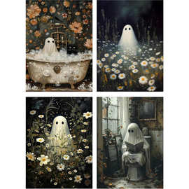 外贸热销万圣节幽灵套装艺术画墙礼物装饰画现代简约装饰挂画画芯