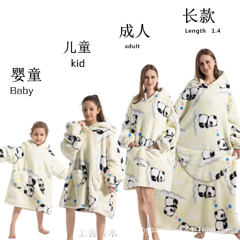 Nuevo estilo real frío ropa hogar pijamas perezoso TV manta de franela gran tamaño super gruesa lana Cordero dibujos animados