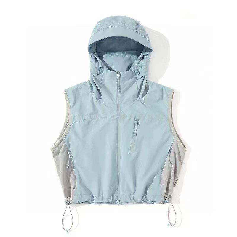Mountain Style Outdoor Wear! Layered Moisture-Wicking, Lightweight, Breathable, Short Hooded Quick-Dry Vest Jacket for Women, Spring and Summer Mountain Style Outdoor Wear! Layered Moisture-Wicking, Lightweight, Breathable, Short Hooded Quick-Dry Vest Jacket for Women, Spring and Summer